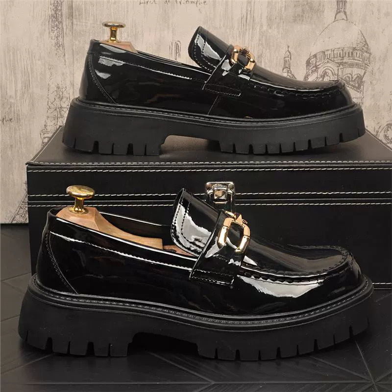 2025 новые модные слипоны на толстой подошве, повседневные кожаные туфли, лакированные мужские слипоны-лоферы для мужчин