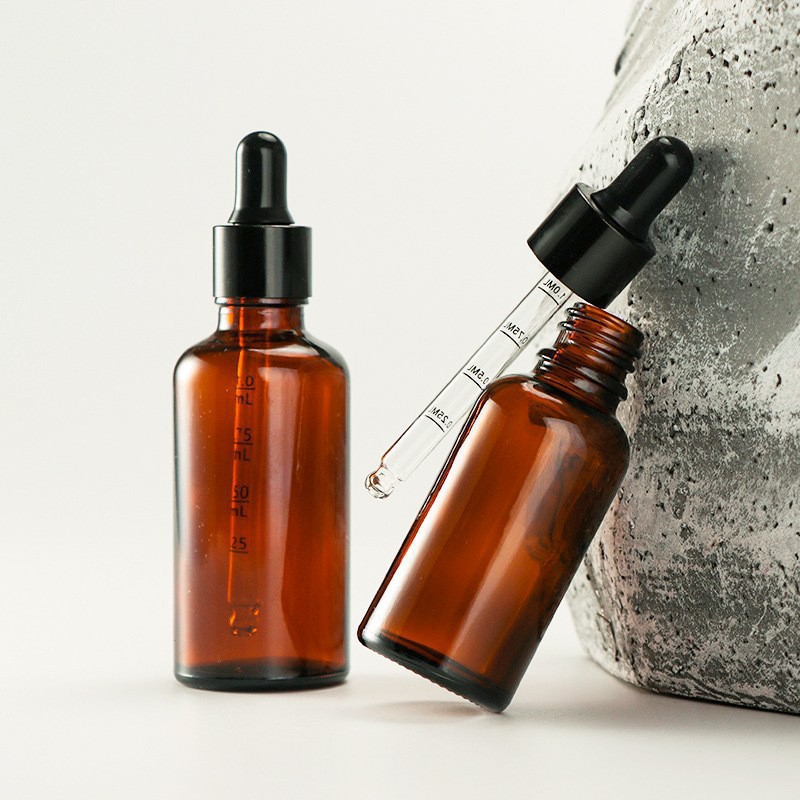 滴管刻度精油瓶精华液乳液玻璃分装瓶茶棕色精油瓶10ml20ml现货