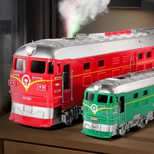 喷雾蒸汽小火车玩具儿童男孩汽车模型绿皮火车头套装宝宝益智批发