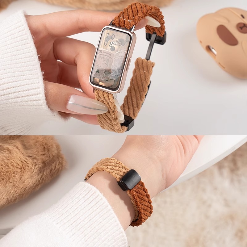 Suitable for Huawei Bracelet 9 Strap 8Nfc Corduroy Braided Magnetic Smart Honor Bracelet 9 Wristband Autumn and Winter for Men and Women