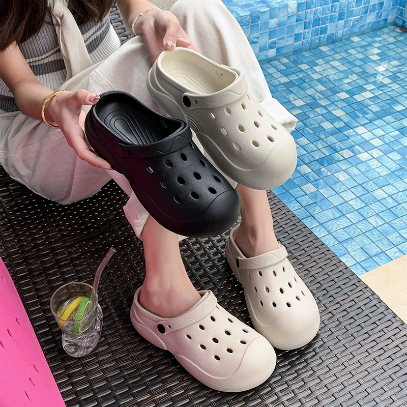 Женские сабо на толстой подошве для увеличения роста, новые пляжные нескользящие сандалии из ЭВА 2025 года, летняя верхняя одежда, женские полутапочки Baotou