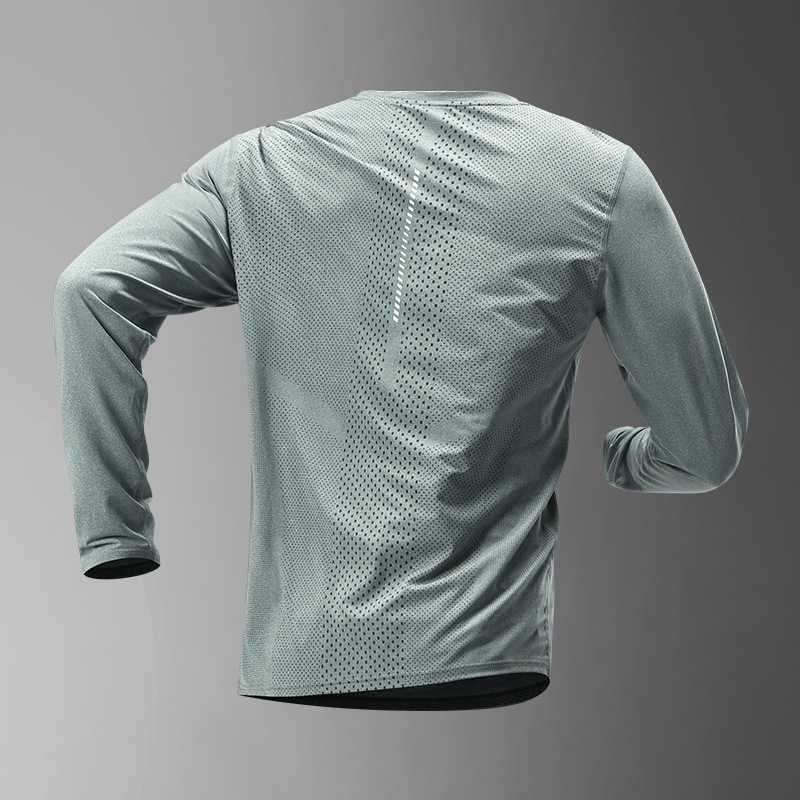 Correr camiseta de manga larga hombre velocidad ropa seca transpirable baloncesto entrenamiento deportivo montañismo sudor absorción camiseta deportiva