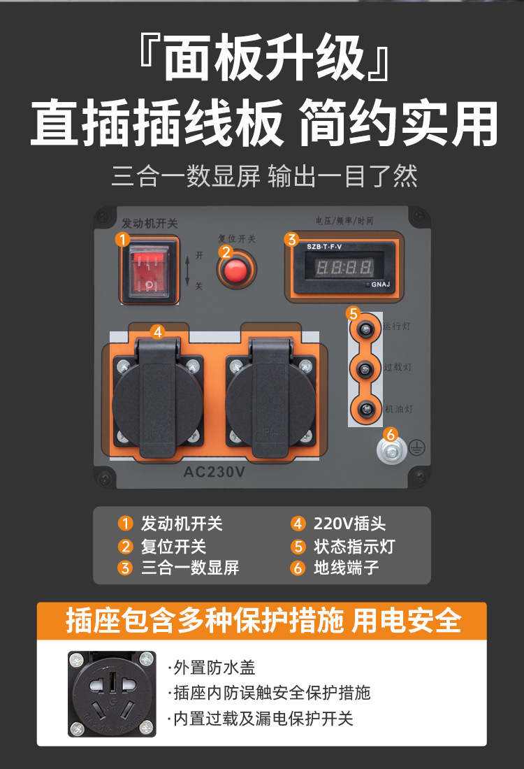 Aerospace Bama 220V Small Gasoline Generator Frequency ConVersion 4.2kw High Power Outdoor Construction Satchel Portable