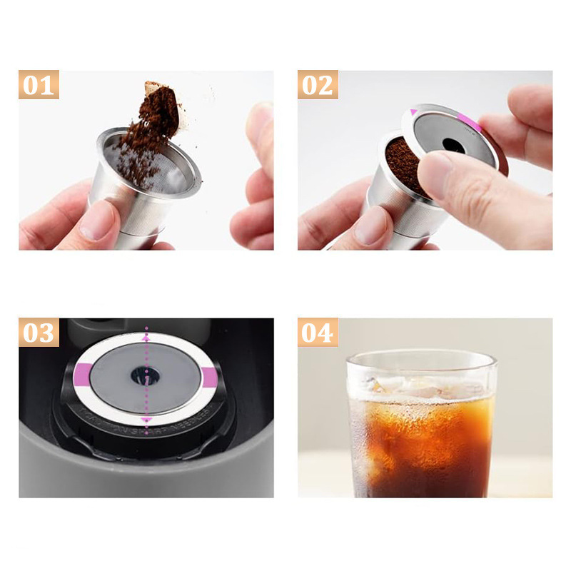 Suitable for Keurig 1.0 and 2.0 Coffee Machines, Stainless Steel Reusable K-Cup Coffee Capsules