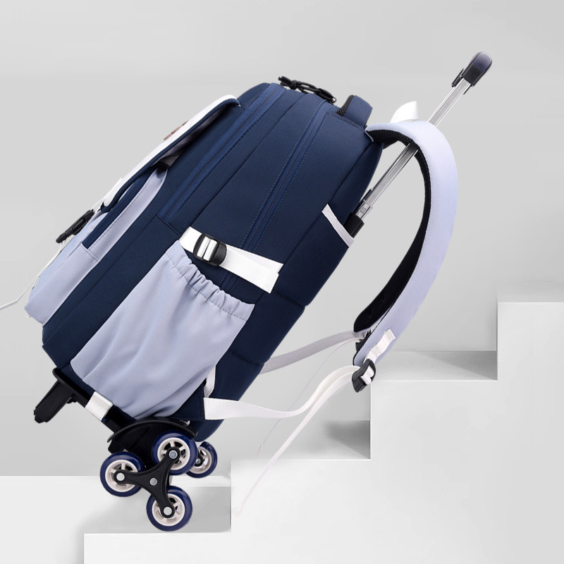 Peces naturales 2024 nueva mochila de tirón de gran capacidad de seis ruedas de escalada de escaleras mochila de doble propósito mochila de estudiantes de primaria