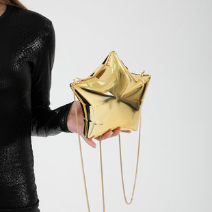 Small cute fashionable shoulder bag, solid color one-shoulder bag on chain, western style, food bag