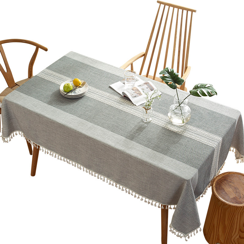 INS Cross-border Jacquard-Tischläufer, Baumwoll-Leinen-Tischdecke mit Quasten, rechteckige Couch- und Esstischdecke_voghion.com