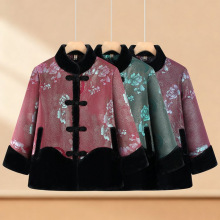 精品妈妈时尚宽松妈妈冬中老年妈妈冬装加绒加厚洋气休闲爆款外套