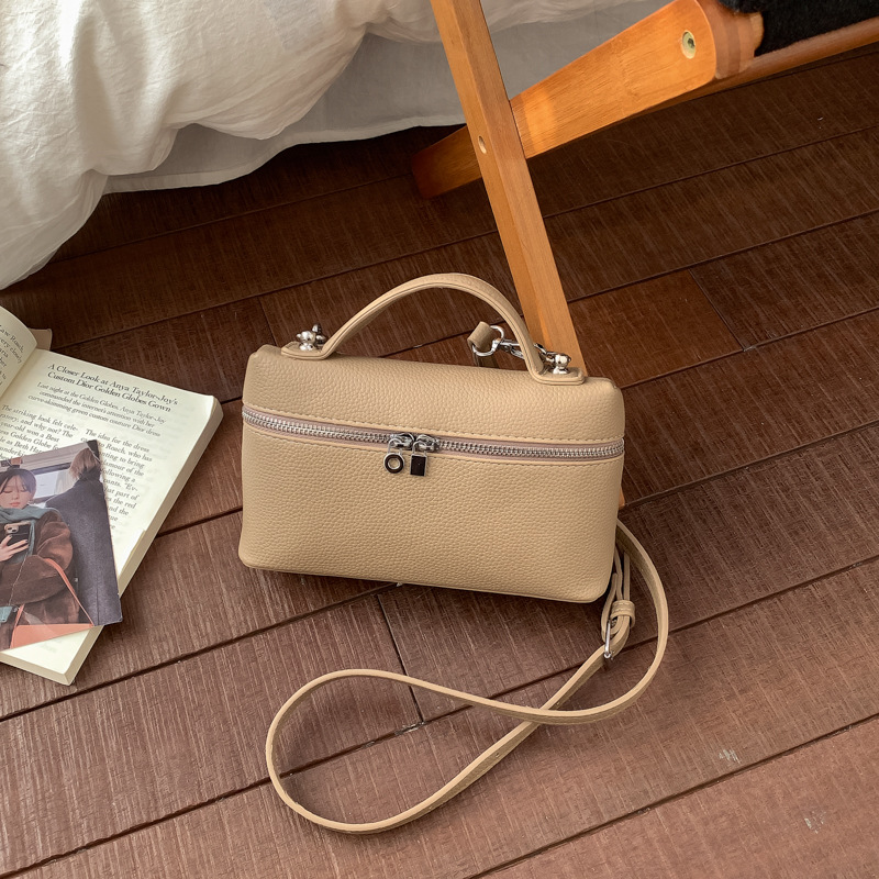 Korean Style Exquisite Box Handbag For Women 2026 Cross-Border New Soft Lychee Grain Shoulder & Crossbody Lunch Box Bag - Thumbnail 4