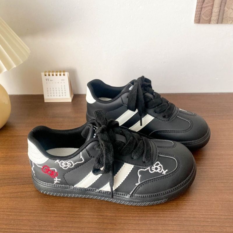 lindo KT gato bordado zapatos de entrenamiento de mujeres 2025 nuevo nicho casual chic zapatos de skate muñeca zapatos blancos pequeñas mujeres