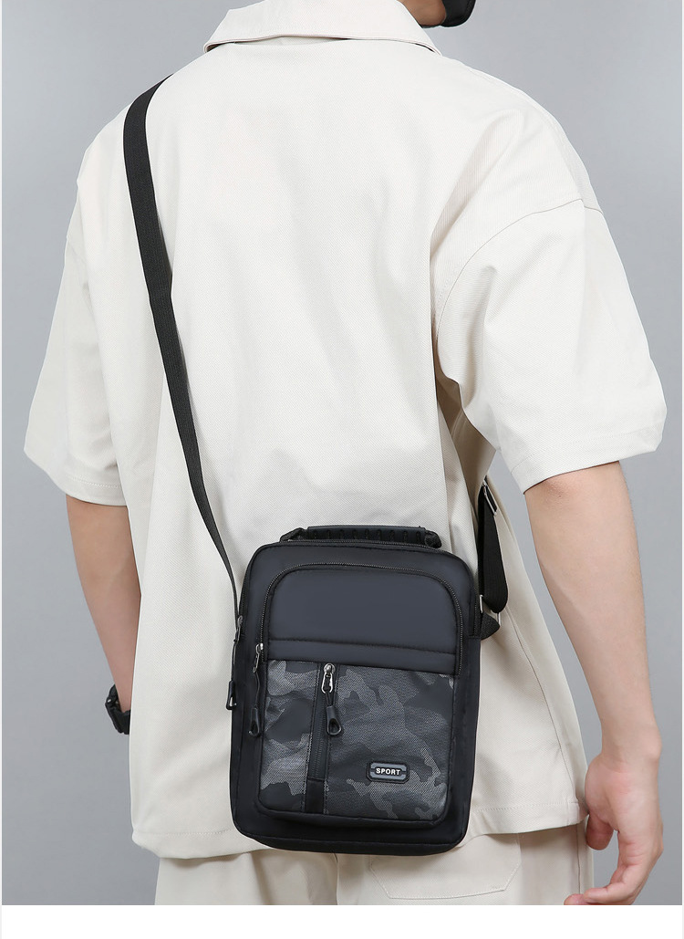 179g Weight Polyester Lining Material Sewing Thread Fashion Element Zipper Closure Type Sling Strap Strap Type Shoulder Bag Bags Type Casual Occasion Oxford Cloth Material Camouflage Pattern All Seasons Season Men's Gender Streetwear Style Square Shape Men's Camouflage Oxford Cloth Sewing Thread Zipper Shoulder Bag 2