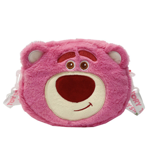 Strawberry Bear Plush Bag, Western and Cute Crossbody Bag,  New Three-Eyed Shoulder Bag, Winnie the Pooh Cartoon Bag
