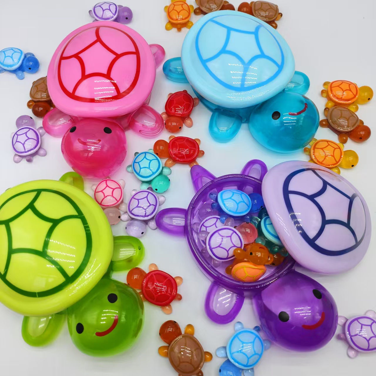 Cartoon nocturno colorido tortuga bolsa ciega contra juguetes de rebote lento pellizco adornos muñeca resina de tortuga