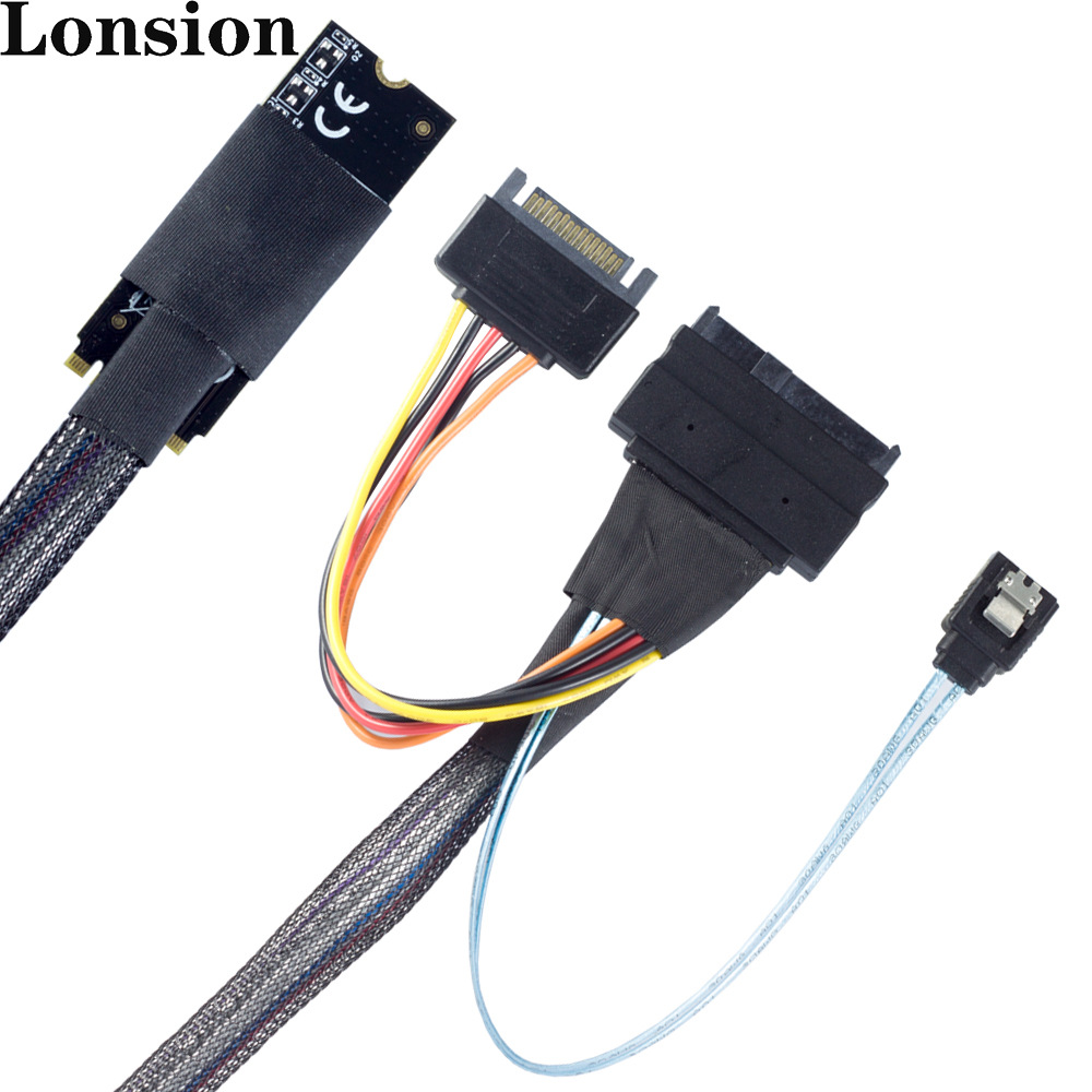 M.2 SFF-8643转U.2 SAS SFF-8639带SATA 15P和7P服务器连接线