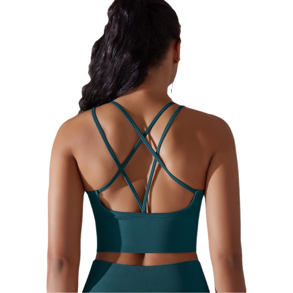 Cruz-Frontera de color sólido europeo y americano Cruz espalda ropa interior deportiva apretado a prueba de golpes de alta resistencia yoga fitness sujetador para mujeres