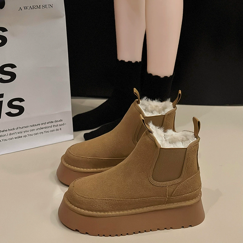 2024 осень и зима новые женские снежные сапоги с толстым дном