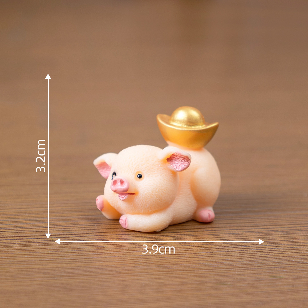 金持ち豚DIY多肉微景観ケーキ自動車小置物豚年漫画ペンダント子豚樹脂工芸品