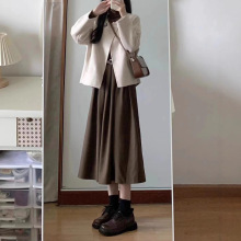 秋冬大码装搭配一整套女盐系高级感小香风韩剧穿搭三件套装连衣裙