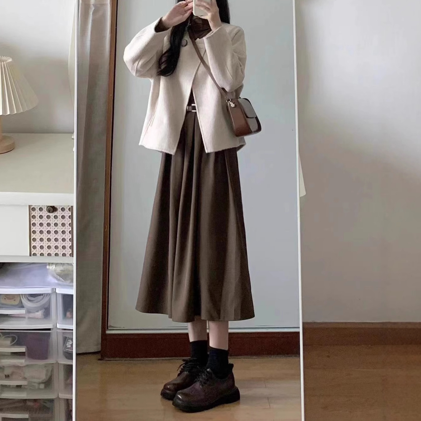 秋冬大码装搭配一整套女盐系高级感小香风韩剧穿搭三件套装连衣裙