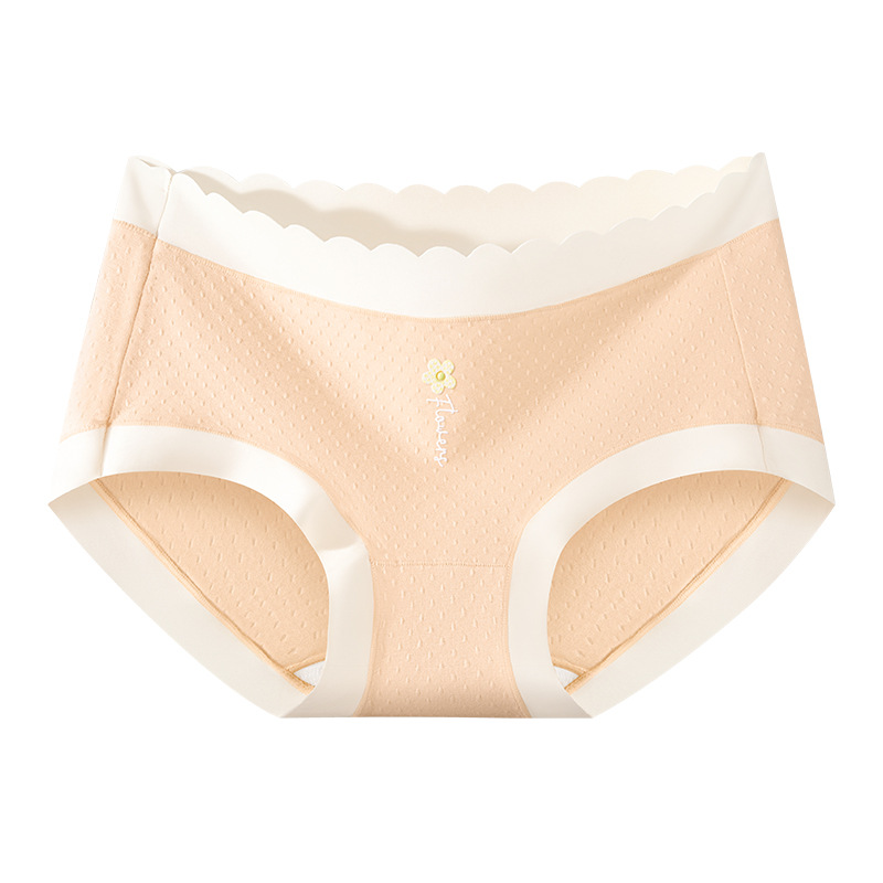 Bragas de color de contraste de flores para niñas, cremosas, suaves y cómodas sin costuras, cintura media, entrepierna transpirable agradable para la piel, bragas triangulares para mujer