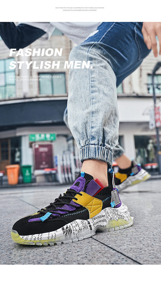 Giày sneaker nam cổ thấp đế dày tăng chiều cao, thân lưới thoáng khí, buộc dây, phong cách thường ngày — Màu be, Màu trắng, Màu đen chi tiết 19