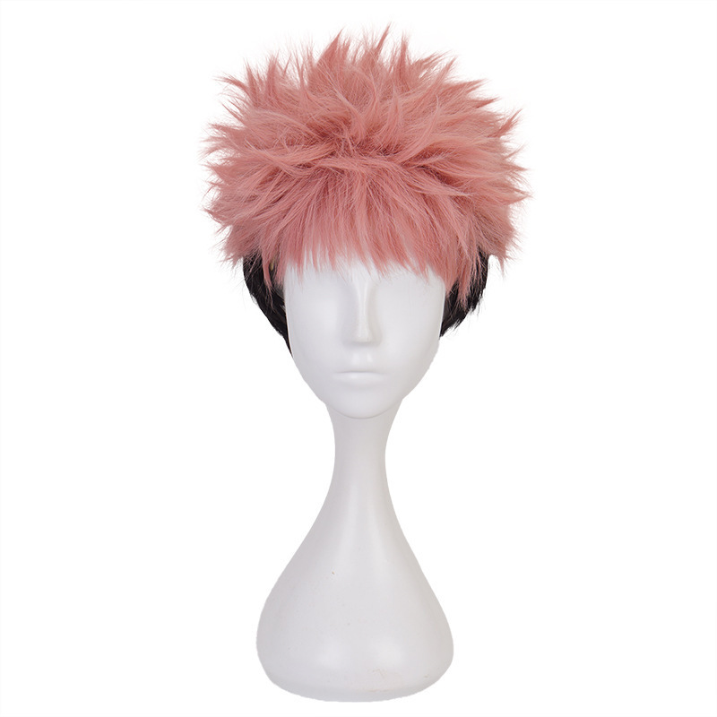 Jujutsu Kaisen Yuji Itadori Pink-Orange Color Reverse-Curled Cosplay Wig Anime Pink-Black Jujutsu Kaisen Yuji Itadori Pink-Orange Color Reverse-Curled Cosplay Wig Anime Pink-Black
