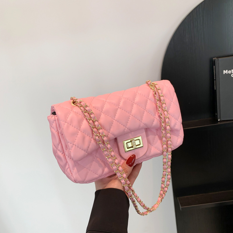 Bolso de cadena de diamantes Bolso femenino de primavera 2024 Bolso de nuevo estilo Bolso cuadrado pequeño de hombro bordado Bolso bandolera de textura de moda