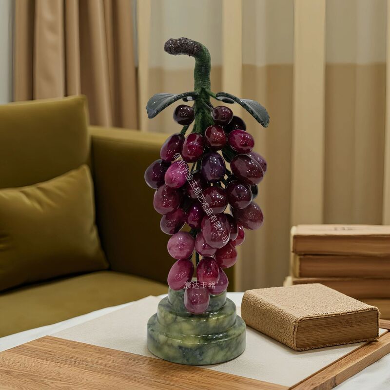 Natural Jade Grape Cluster Ornaments, Multi-Fruit Multi-Blessing Handmade Jade Crafts, Living Room Home Hotel Tabletop Decoration Natural Jade Grape Cluster Ornaments, Multi-Fruit Multi-Blessing Handmade Jade Crafts, Living Room Home Hotel Tabletop Decoration