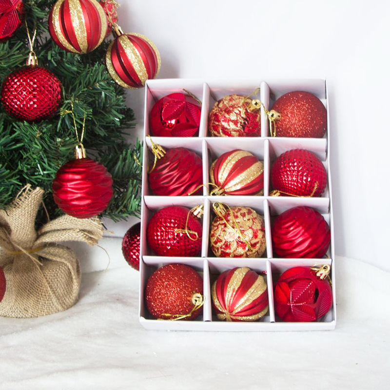 New Amazon 6Cm/12Pcs Electroplated Ball Painted Ball Christmas Ball Christmas Tree Hanging Ball Ball Pendant Set