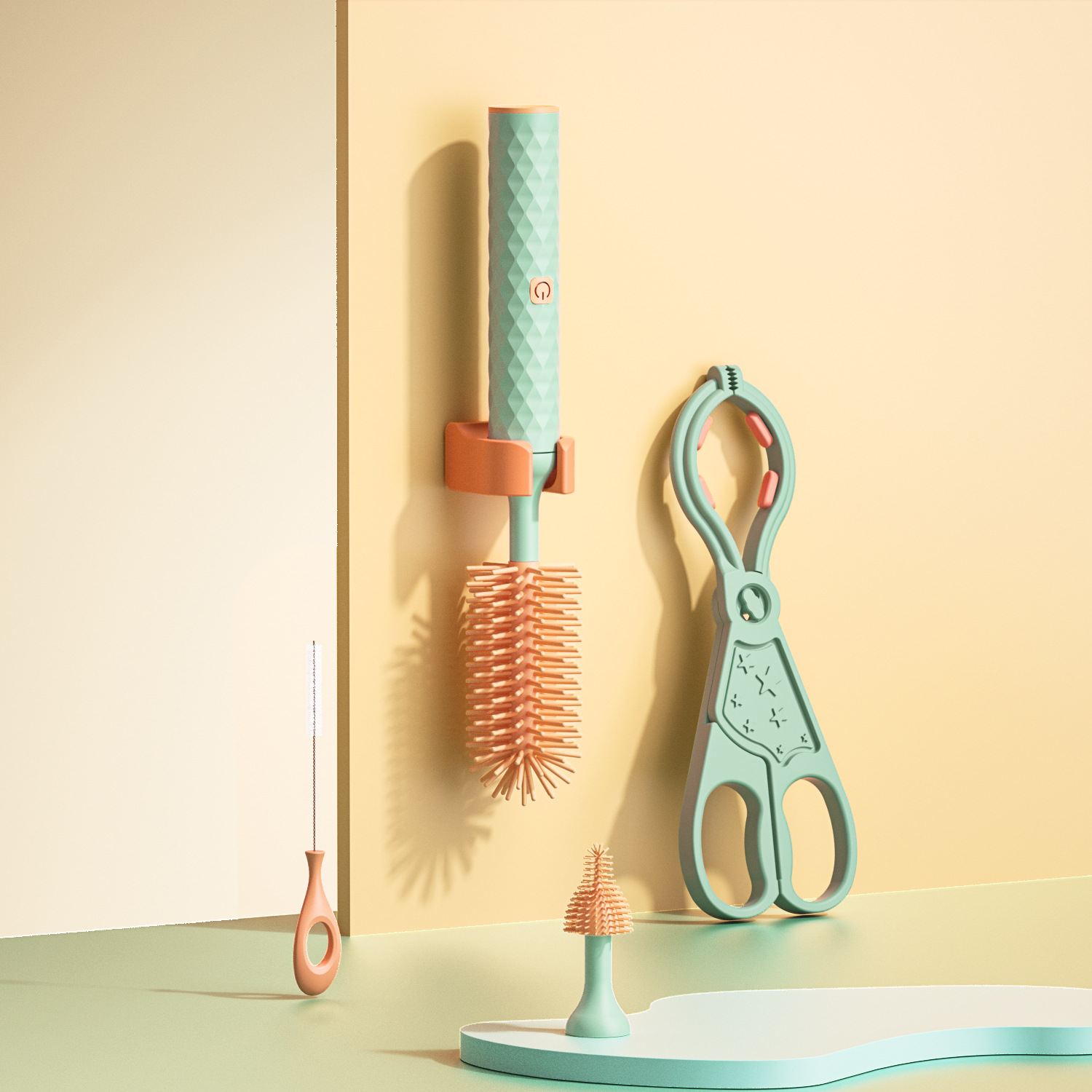 Beierkang botella eléctrica cepillo impermeable 360 grados rotación mango largo de silicona paja pezón cepillo de limpieza CE ROHS