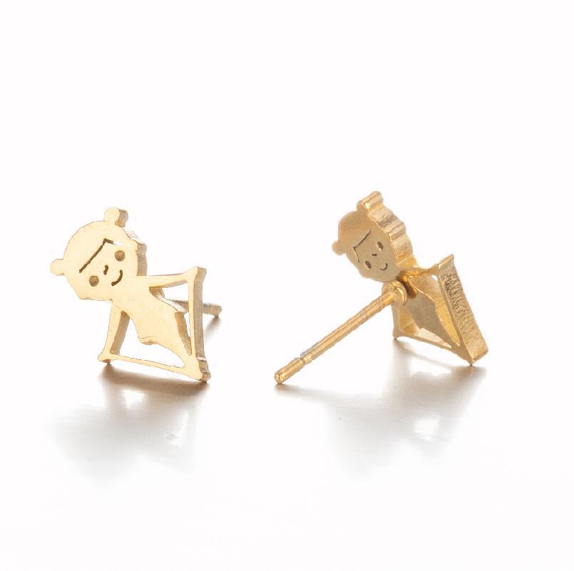 5g Weight PVD Coated Gold Plating Process 316 Stainless Steel Ear Needle Material PVD Coated 18K Gold Real Gold Plated Geometric 304 Stainless Steel Simple Style Waterproof Non Tarnish Ear Studs