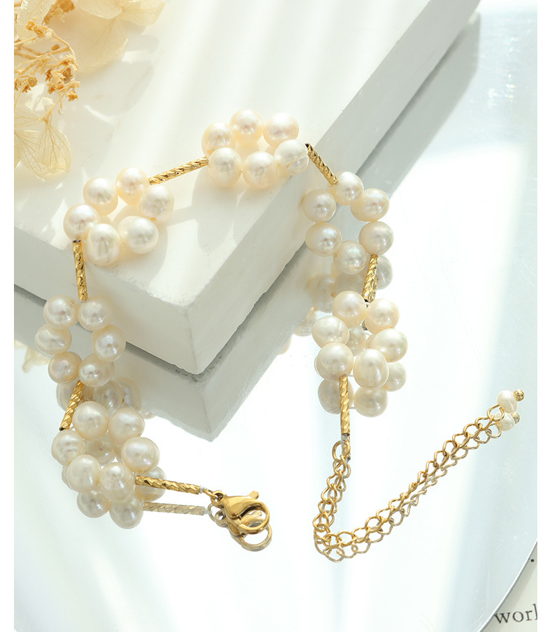 Fashion Flower Titanium Steel Bracelets Pearl Stainless Steel Bracelets