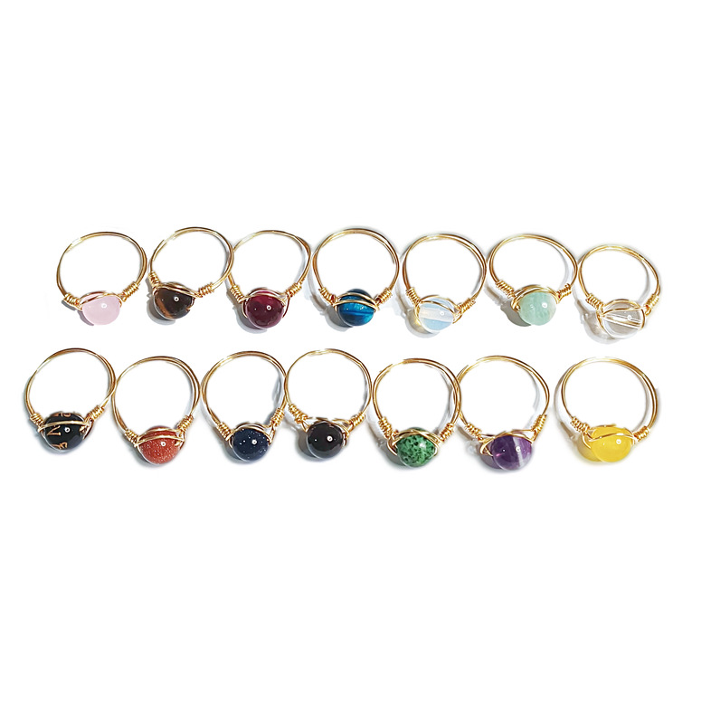 Fashion Round Natural Stone Rings 1 Piece display picture 3