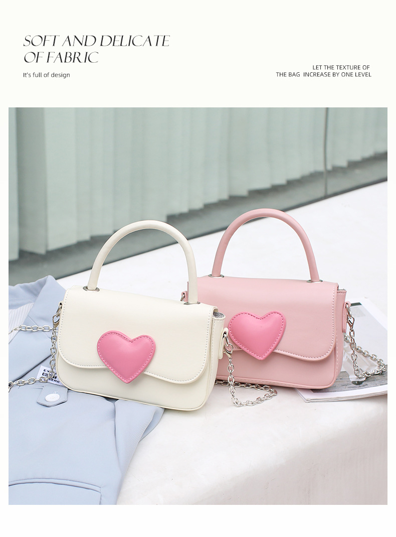 Sac à main en PU pour femmes, haut de gamme, contraste, cœur de pêche, couverture pratique, petit sac carré incliné, 2024 #, nouvelle collection 8325_voghion.com