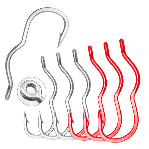New-style tube-mounted flip hook with anti-slip and anti-choke features—barbed crank hook designed for wild fishing of crucian carp.