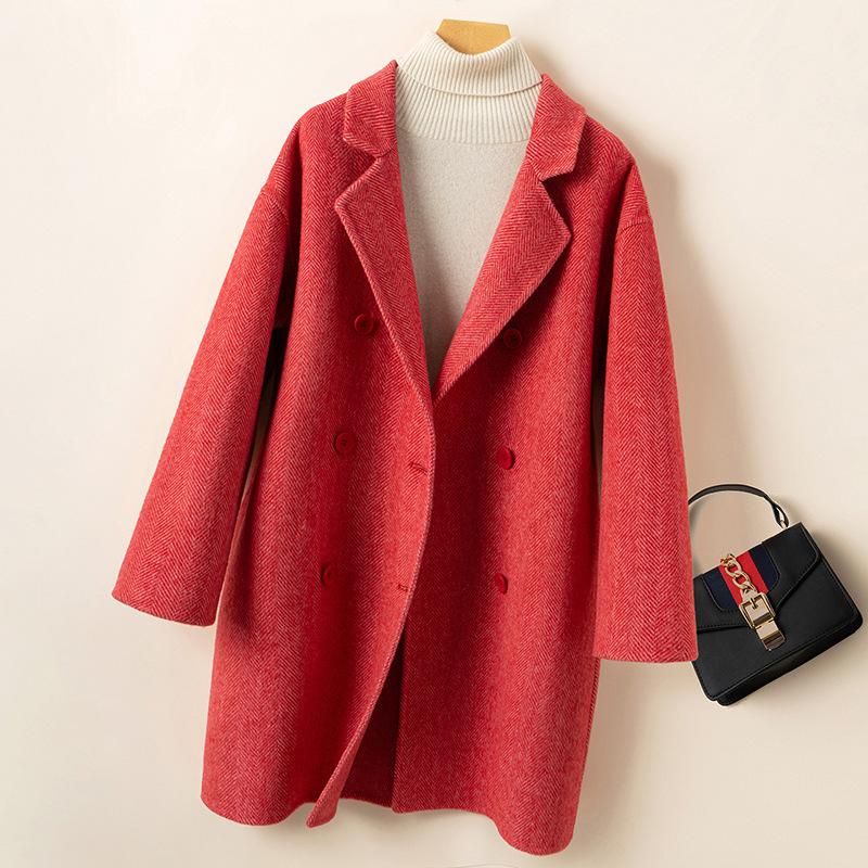 Double-Sided Wool Outwear for Women Mid-Length 2025 Autumn and Winter New Style Loose Elegant Cocoon-Shaped Wool Outwear