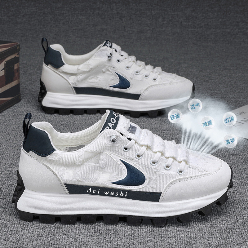 Men's 2023 Summer New Dad Shoes Fabric Casual Breathable Loafers Thick Heel Comfort Sports Shoes