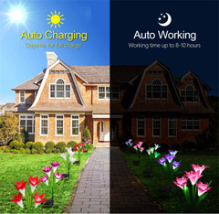 Cross-border solar lily lamp, rose lamp, outdoor lawn lamp, solar garden lamp, decorative ground lamp