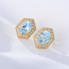 Blue organic brand small earrings, simple and elegant design, European style