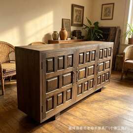 中古风老榆木餐边柜落地式靠墙玄关柜实木斗柜置物柜民宿装饰展柜