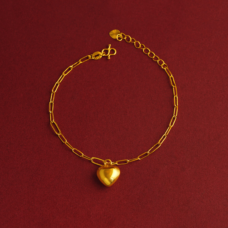 Simple 3D hueco en forma de corazón traje en forma de corazón pulsera elegante collar de las mujeres con aleación de cobre de moda del todo fósforo