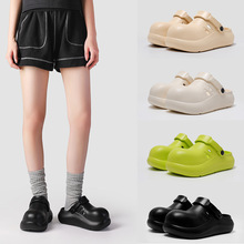 小丑鞋半拖鞋女款2025新款夏季大头鞋厚底增高外穿洞洞鞋凉鞋勃肯