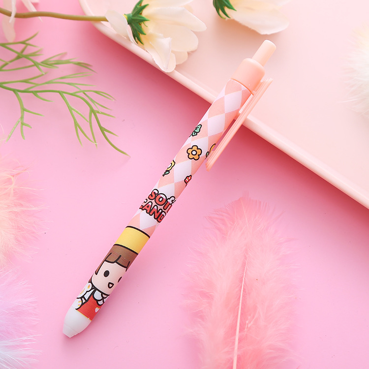Bolígrafo de presión para niñas de vacaciones Papelería creativa Bolígrafo de góner para estudiantes Bolígrafo a base de agua de corazón de niña de alto valor Bolígrafo de firma de oficina