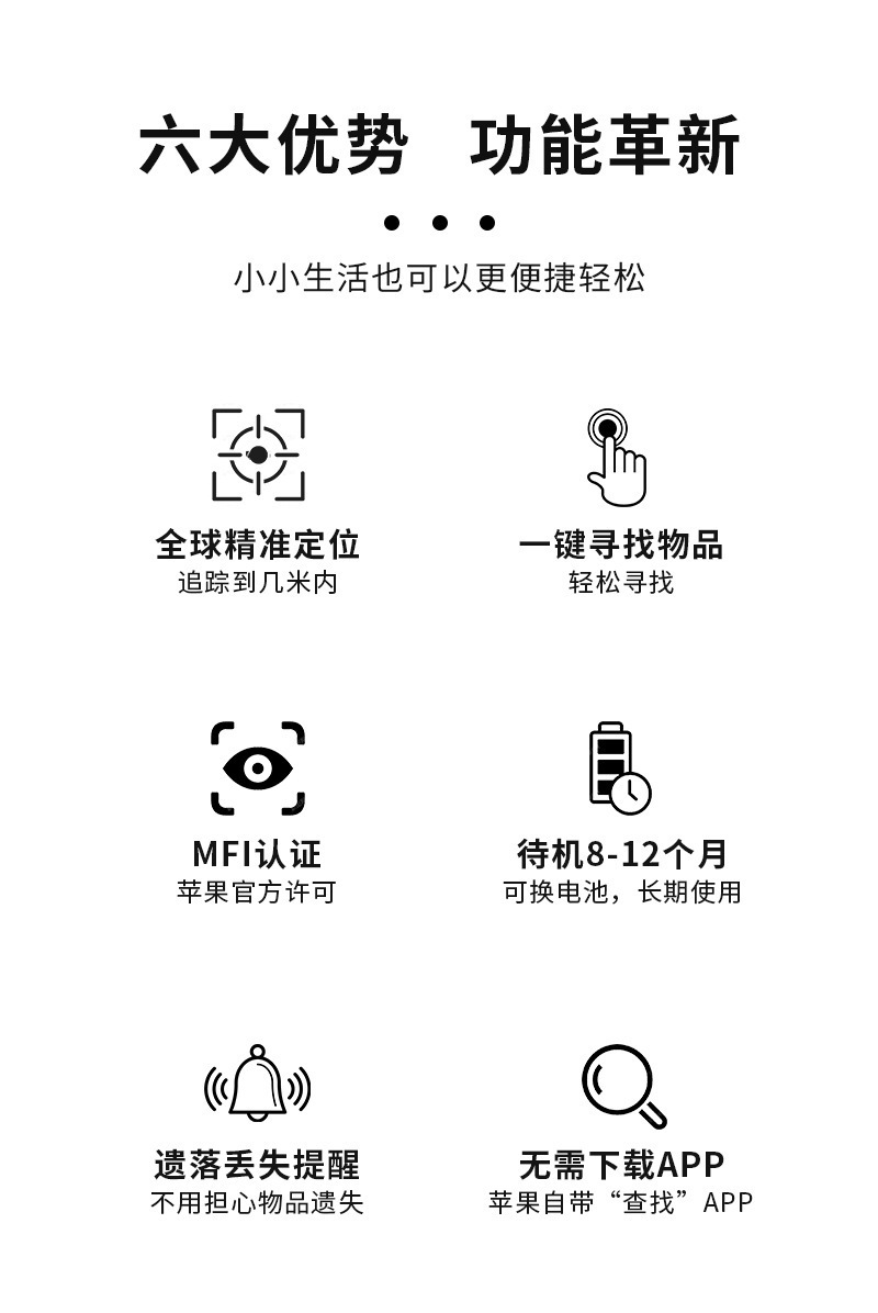 Findmy Global Positioning System Is Suitable for Apple Airtag Remote Positioning Tracker, Ultra-Thin and Ultra-Long Smart Anti-Loss Device