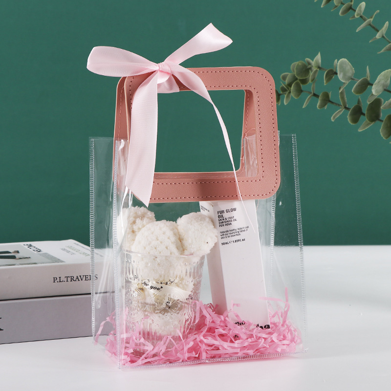 Bolsas de plástico de PVC transparentes bolsas de regalo estereoscópicas bolsas de regalo de compromiso caramelo de boda bolsas de regalo portátiles al por mayor