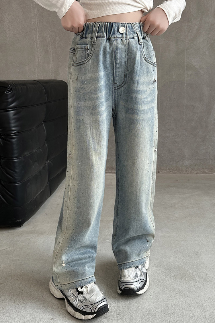 Rhinestone Jeans New Children's Miscellaneous European And American Jeans_viptrois.com