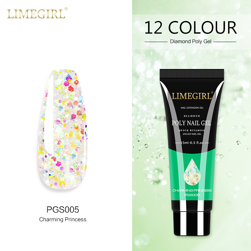 12 colores pegamento de extensión de brillo de uñas pegamento de extensión de lentejuelas de uñas pegamento de extensión rápida indolora Glitter pegamento de extensión de cristal