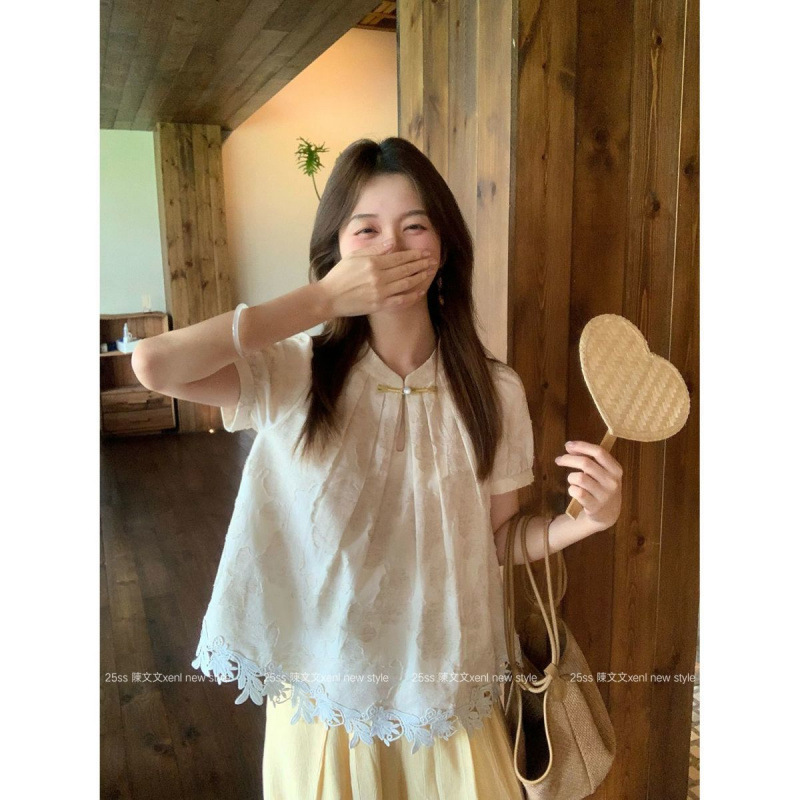 2025年女性用の見事な夏服の完全なセット、プラスサイズの太ったMM、新しい中国風のシフォンシャツ、ワイドレッグパンツスーツ|undefined