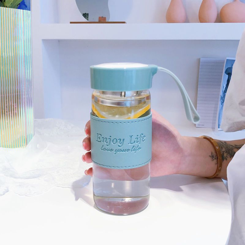 耐熱玻璃杯女士帶提繩便攜茶隔泡花茶杯子男商務簡約水杯大容量