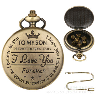DND dice jewelry pocket case green ancient TO MY SON European and American fashion lettering case-waist chain-dice generation